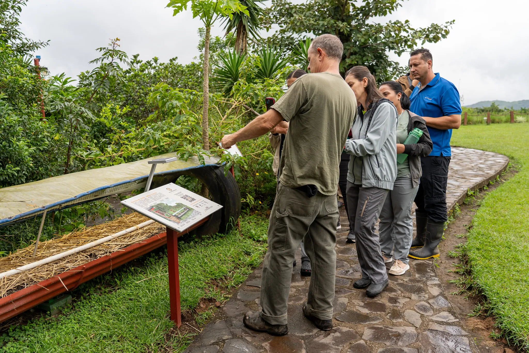 Guided tour group at the organic farm