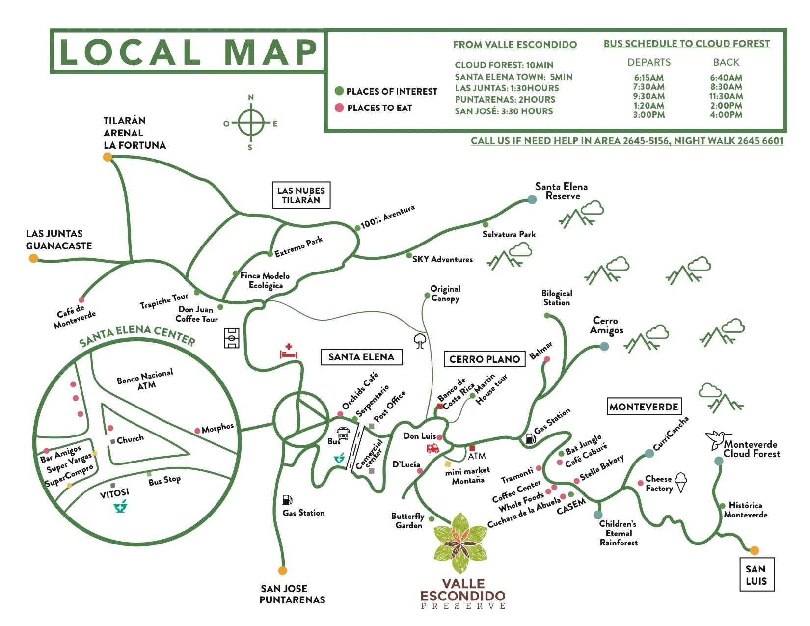 Local Area Map of Monteverde